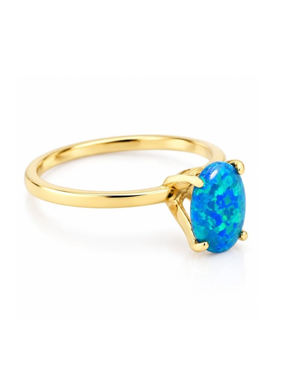 Genuine 0.94 Cts Opal Solitaire Ring Solid 10k Gold